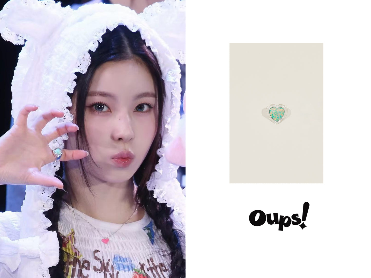"K-Pop NMIXX KYUJIN & H2H YE-ON's Opal Love Ring "