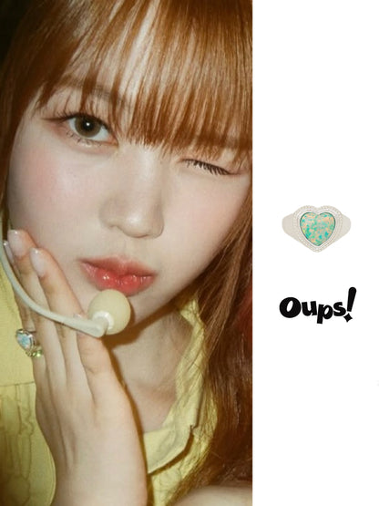 "K-Pop NMIXX KYUJIN & H2H YE-ON's Opal Love Ring "