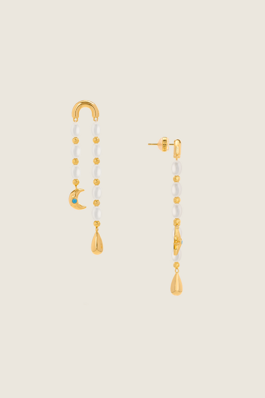 Lyra Constellation Star Map Pearl Earrings