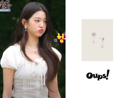 IVE Jang Won Young Blooming Heart Earrings - Floral Love Studs (Idol Same Style)