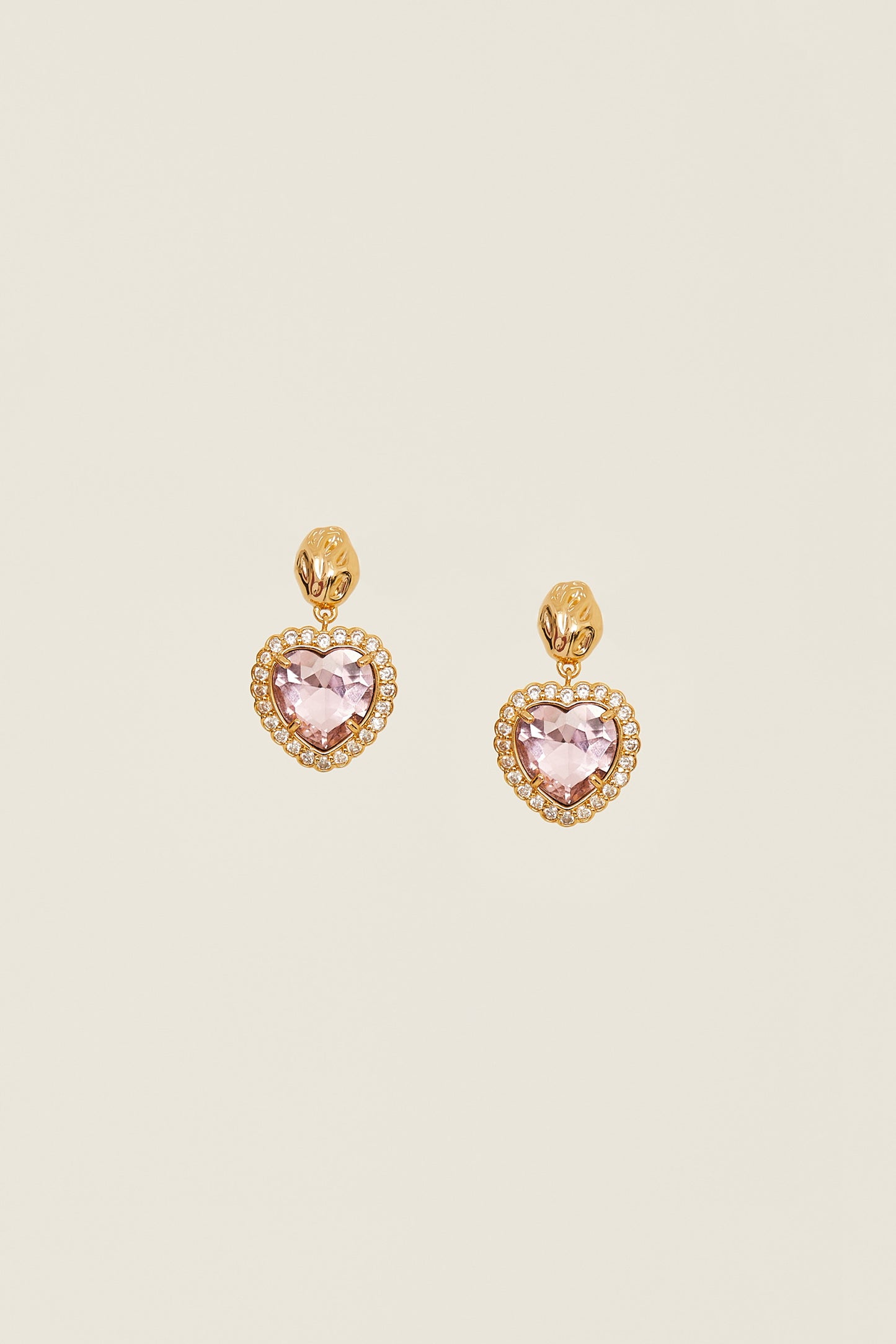 Pale Rose Heart Earrings