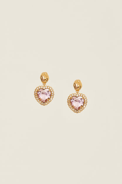 Pale Rose Heart Earrings