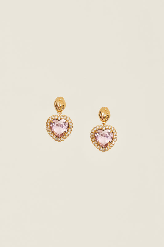 Pale Rose Heart Earrings