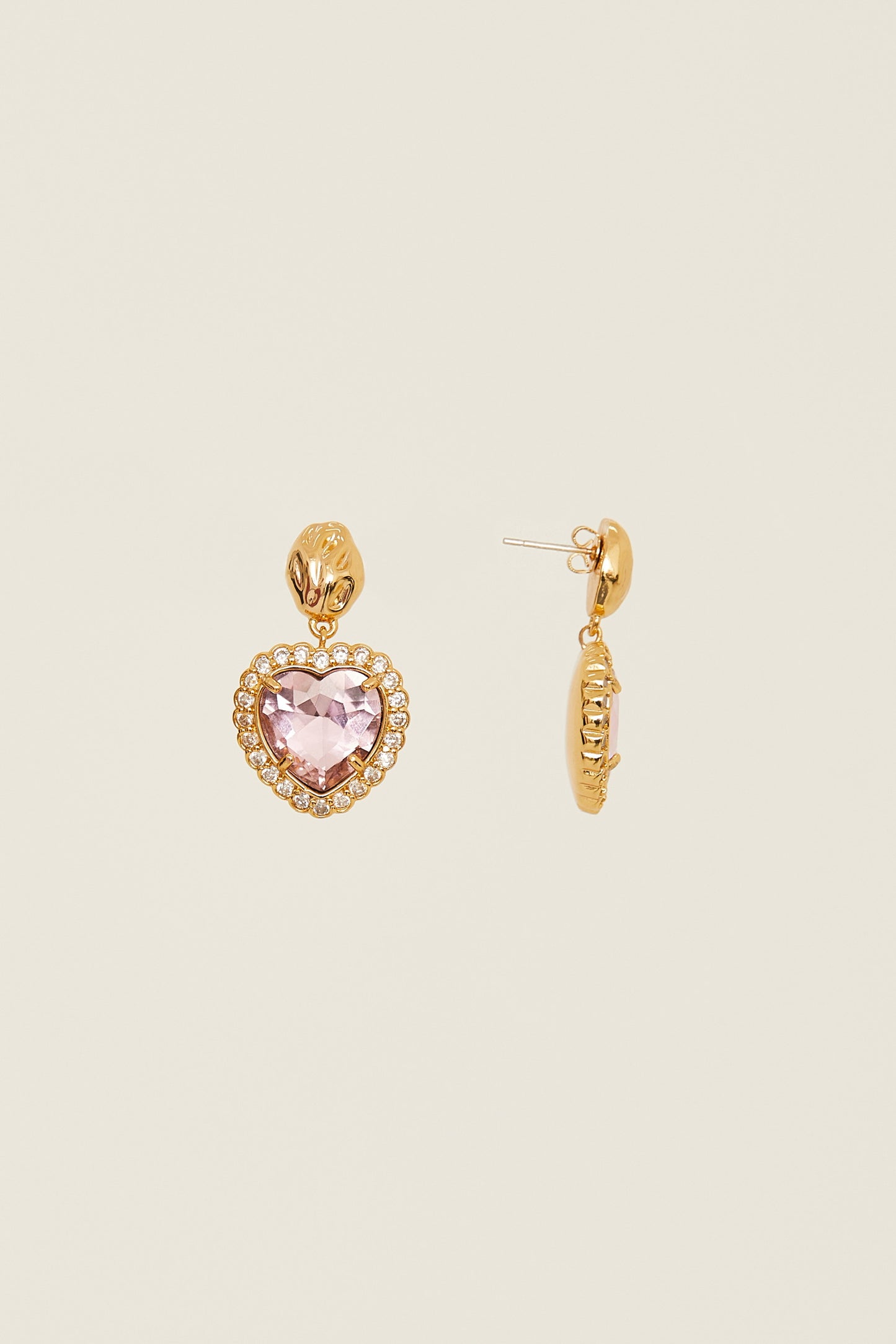 Pale Rose Heart Earrings