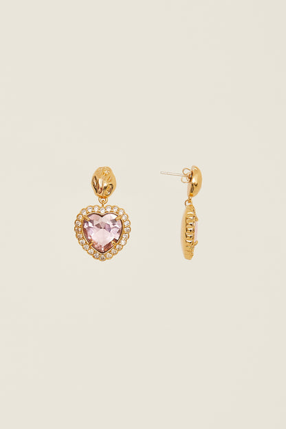 Pale Rose Heart Earrings