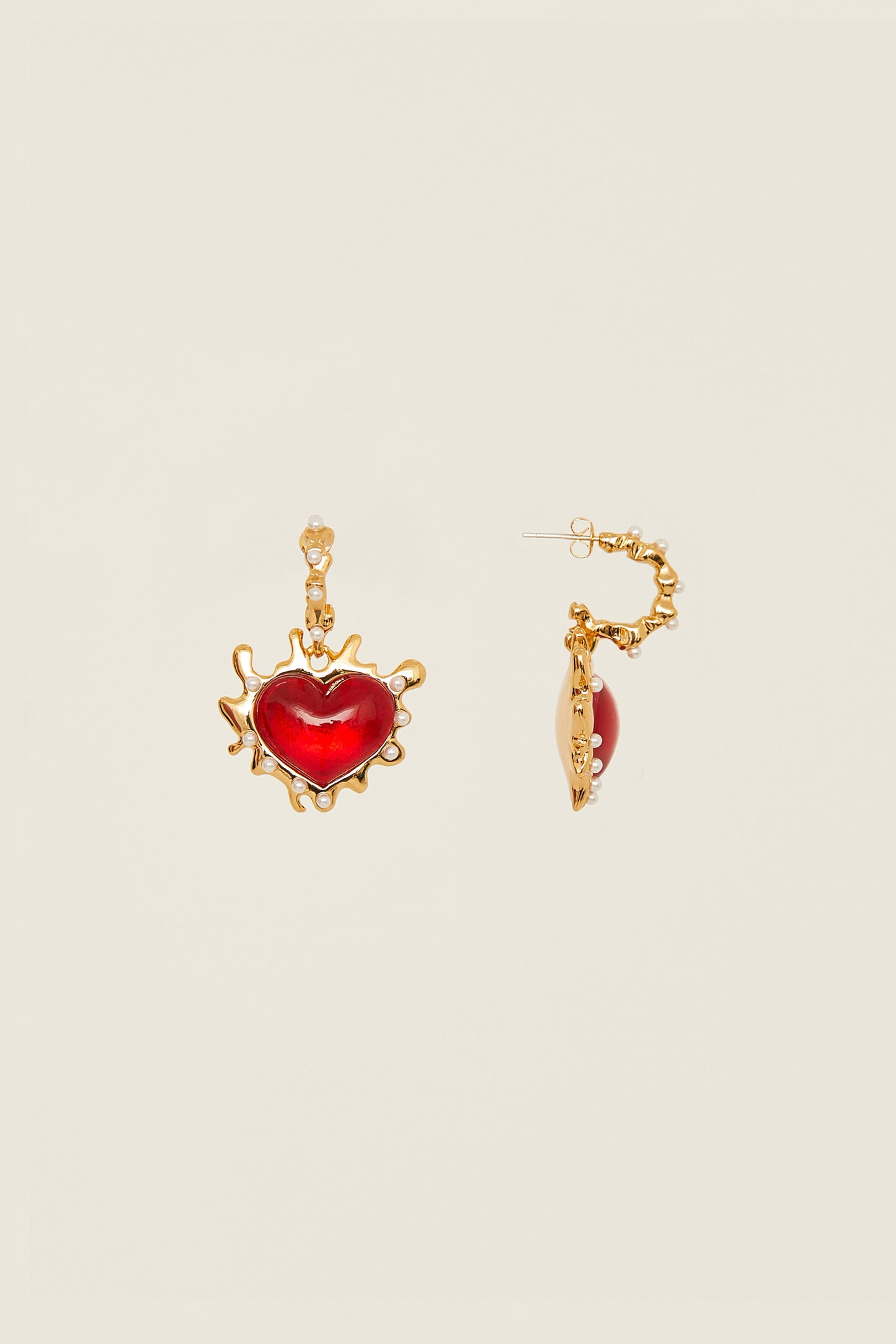 Red Burning Love Heart Earrings