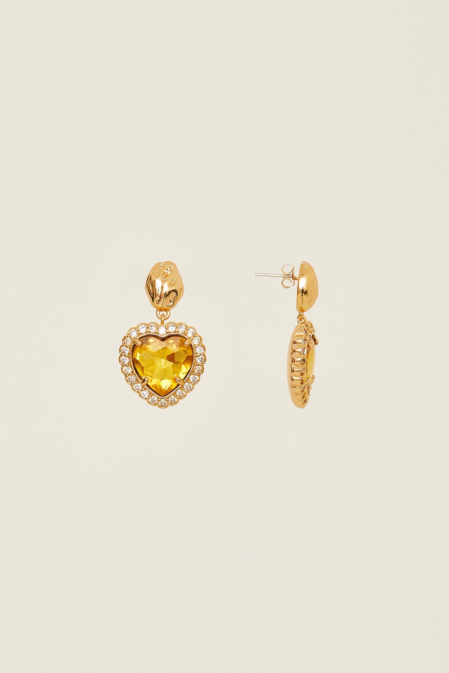 Fortune Yellow Heart Earrings