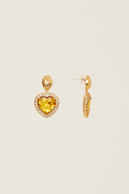 Fortune Yellow Heart Earrings