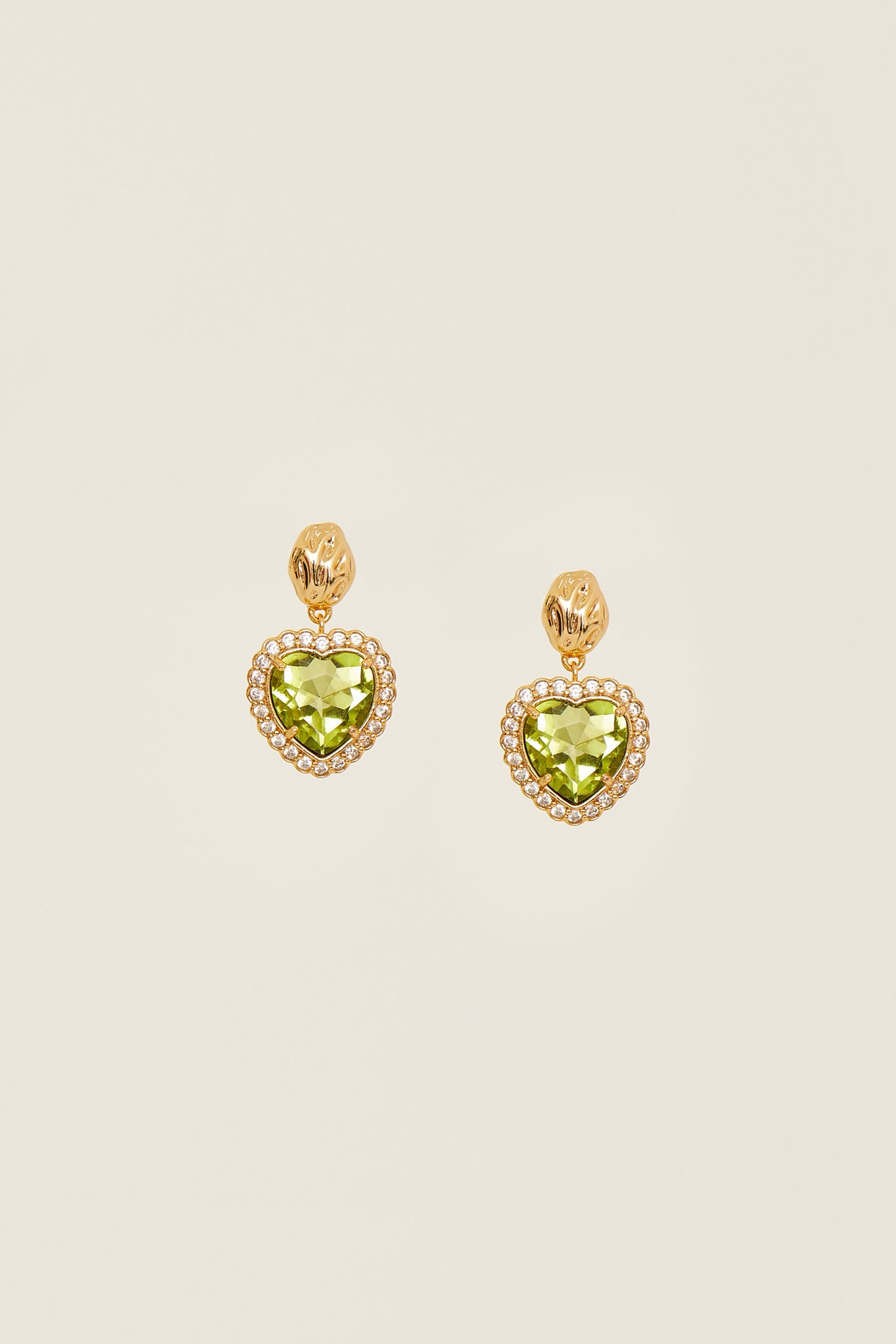 Flowing Greeness Heart Earrings