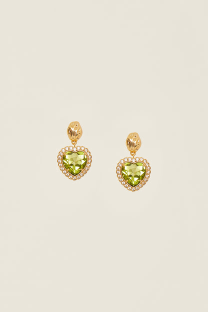 Flowing Greeness Heart Earrings