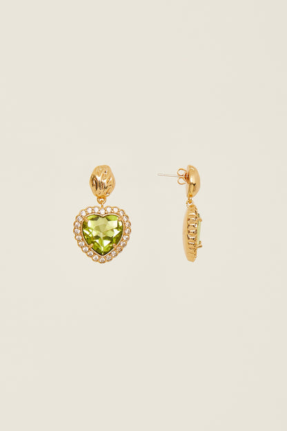 Flowing Greeness Heart Earrings