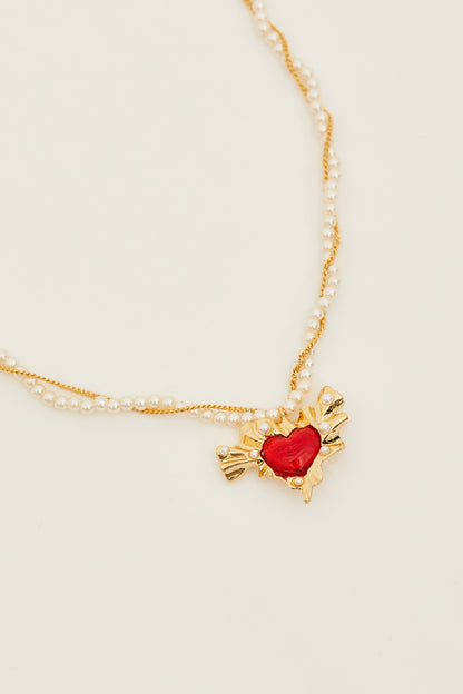 Red Burning Love Heart Necklaces